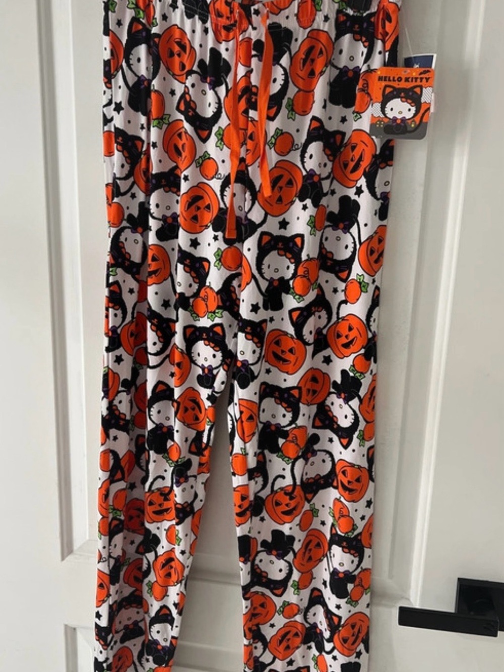 Hello Kitty White, Orange & Black Halloween Pajama Pants
